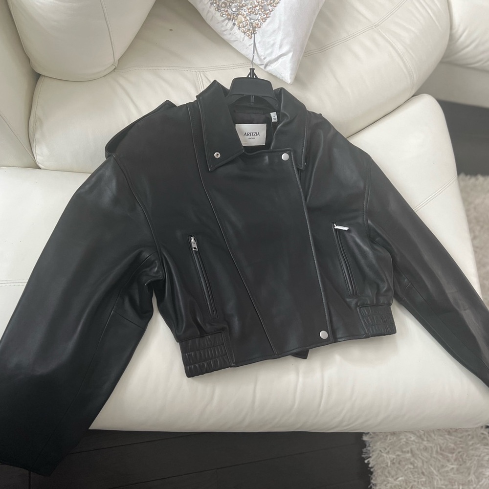 Aritzia Real Leather Black Motorcycle Jacket